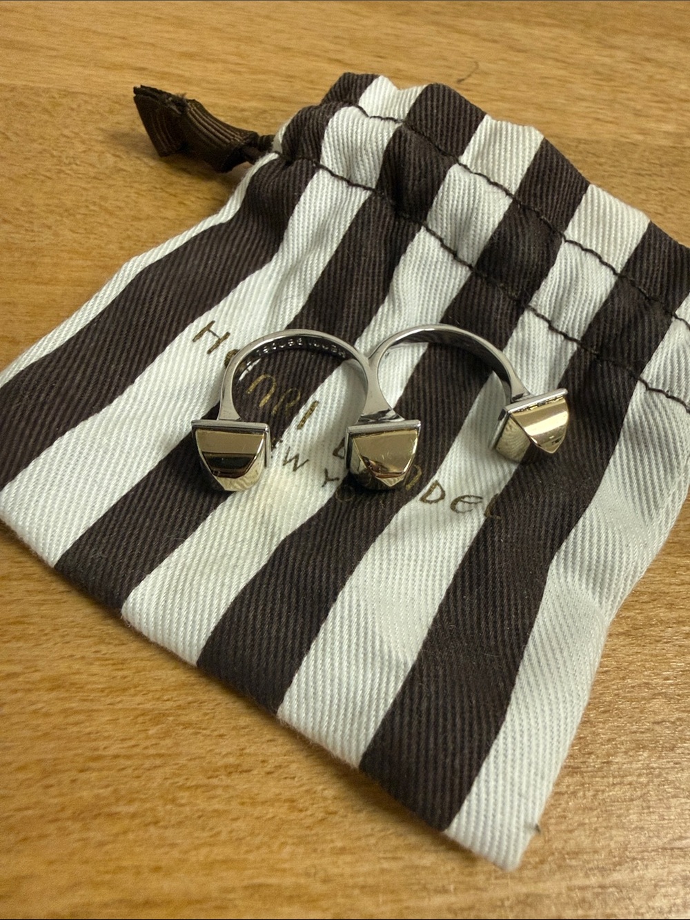 henri bendel Silver Tone Pyramid Accent Rings